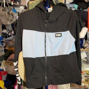 Victoria secrets pink zip up logo hoodie medium